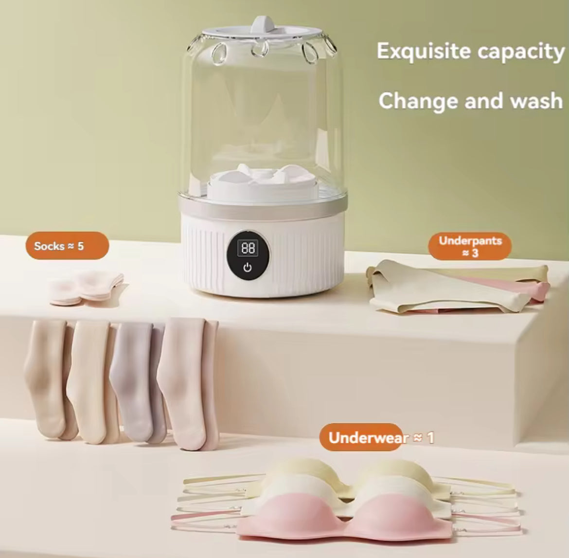 Mini lave-linge pour sous-vêtements et chaussettes – Rechargeable USB